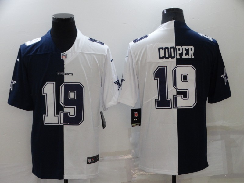 2021 Men Dallas cowboys #19 Cooper Blue white Half version Nike NFL Jerseys->dallas cowboys->NFL Jersey